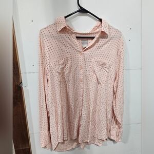 Chico's Pink Polka Dot Button-Up Shirt
